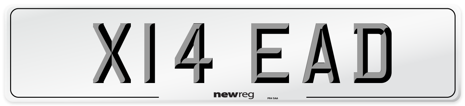 X14 EAD Number Plate from New Reg